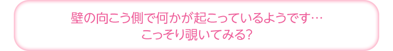壁の向こう側で何かが起こっているようです…こっそり覗いてみる？