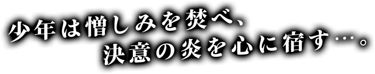 少年は憎しみを焚べ、決意の炎を心に宿す…。